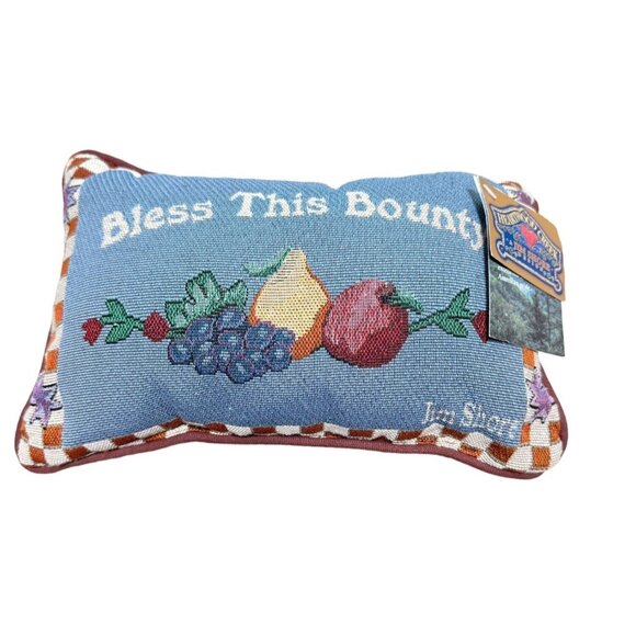 Jim Shore Heartwood Creek "Bless This Bounty" Tapestry Word Pillow 11.5" x 8" w/ - Picture 1 of 4